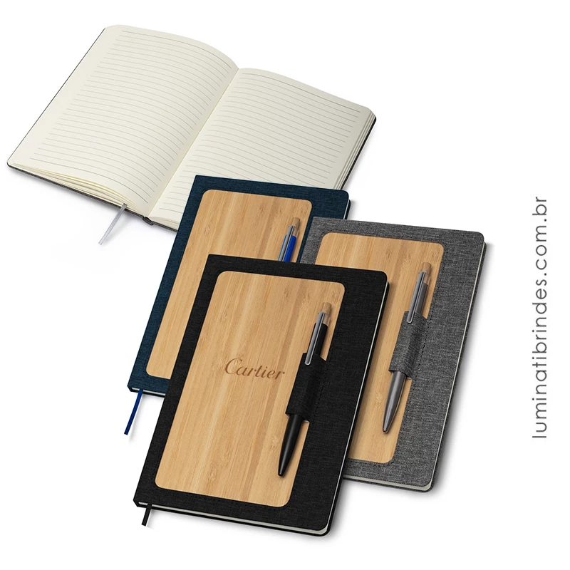 Caderno Tokio Gift Bambu e Tecido