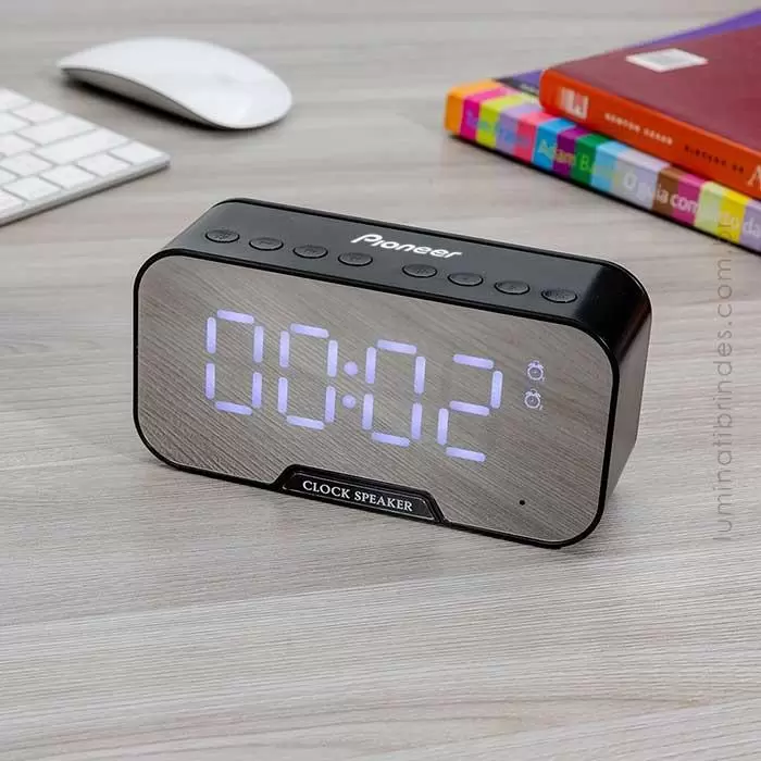 Caixa de Som com Relógio Bluetooth