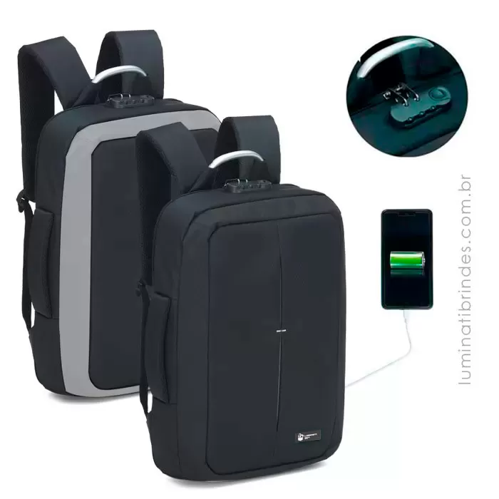 Mochila Bizz SecureLock USB - Brinde Corporativo S8521